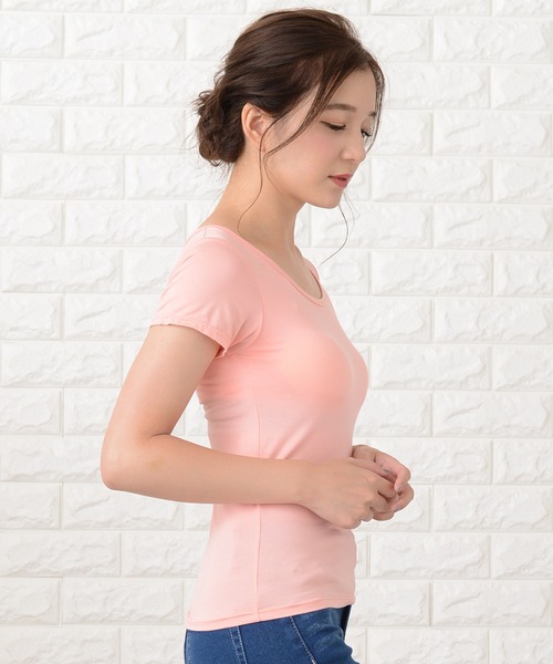 Lace Ladies(レースレディース)の「カップ付き半袖Tシャツ トップスインナー(Tシャツ/カットソー・レディース・グレー/ライトブルー/ライトピンク/ホワイト/ブラック・L/S/XL/M/XXL)」の21枚目の写真