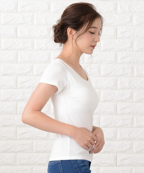 Lace Ladies(レースレディース)の「カップ付き半袖Tシャツ トップスインナー(Tシャツ/カットソー・レディース・グレー/ライトブルー/ライトピンク/ホワイト/ブラック・L/S/XL/M/XXL)」の16枚目の写真