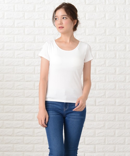 tシャツ LACE S/S TOP レディース セール】カップ付き半袖Tシャツ トップスインナー（Tシャツ