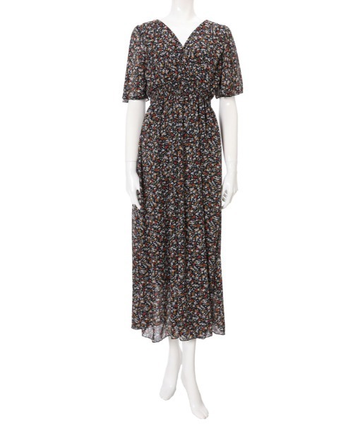 fifth（フィフス）の「小花柄Vネックロングワンピース（ワンピース・レディース・ブラック・MEDIUM）」の10枚目の写真