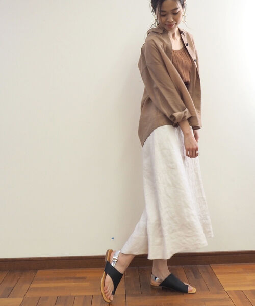fredy repit（フレディレピ）の「リネンロングヘムスカート（スカート・レディース・アイボリー/ブラウン/ブルー系その他3・36/38）」の4枚目の写真