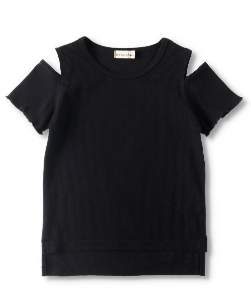 BRANSHES（ブランシェス）の「肩あき半袖Tシャツ（Tシャツ/カットソー・キッズ・ライトグレー/ブラック・90cm/110cm/100cm/120cm/130cm/140cm/150cm）」の2枚目の写真