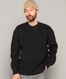 MR.OLIVE | ローゲージ アゼ  ポリエステル リブニット/ クルーネック ビックシルエット セーター(ニット/セーター)