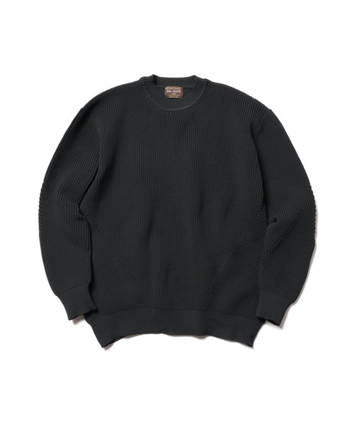 MR.OLIVE（ミスターオリーブ）の「ローゲージ アゼ  ポリエステル リブニット/ クルーネック ビックシルエット セーター（ニット/セーター・メンズ・ブラック/カーキ/オフホワイト・LARGE/MEDIUM/SMALL）」の5枚目の写真