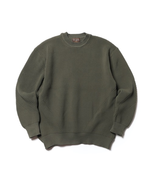 MR.OLIVE（ミスターオリーブ）の「ローゲージ アゼ  ポリエステル リブニット/ クルーネック ビックシルエット セーター（ニット/セーター・メンズ・ブラック/カーキ/オフホワイト・LARGE/MEDIUM/SMALL）」の10枚目の写真