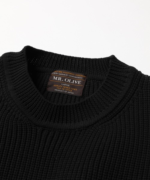 MR.OLIVE（ミスターオリーブ）の「ローゲージ アゼ  ポリエステル リブニット/ クルーネック ビックシルエット セーター（ニット/セーター・メンズ・ブラック/カーキ/オフホワイト・LARGE/MEDIUM/SMALL）」の7枚目の写真