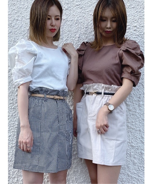 one way（ワンウェイ）の「ボリュームギャザー袖トップス（Tシャツ/カットソー・レディース・ホワイト/ブラック/ベージュ/ブラウン/ブラック系その他/ライトブルー・FREE）」の9枚目の写真