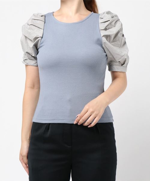 one way（ワンウェイ）の「ボリュームギャザー袖トップス（Tシャツ/カットソー・レディース・ホワイト/ブラック/ベージュ/ブラウン/ブラック系その他/ライトブルー・FREE）」の10枚目の写真