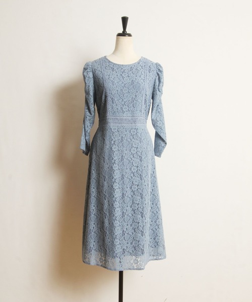 tocco closet(トッコ クローゼット)の「総レースパワショルワンピース(ワンピース・レディース・ブラウン/グレイッシュブルー・M)」の7枚目の写真