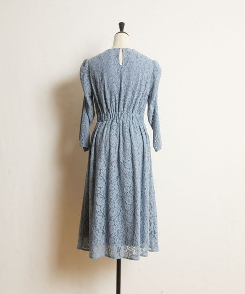 tocco closet(トッコ クローゼット)の「総レースパワショルワンピース(ワンピース・レディース・ブラウン/グレイッシュブルー・M)」の9枚目の写真