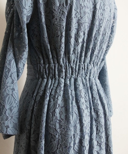 tocco closet(トッコ クローゼット)の「総レースパワショルワンピース(ワンピース・レディース・ブラウン/グレイッシュブルー・M)」の10枚目の写真