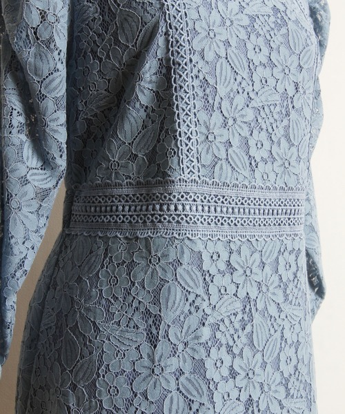 tocco closet(トッコ クローゼット)の「総レースパワショルワンピース(ワンピース・レディース・ブラウン/グレイッシュブルー・M)」の16枚目の写真