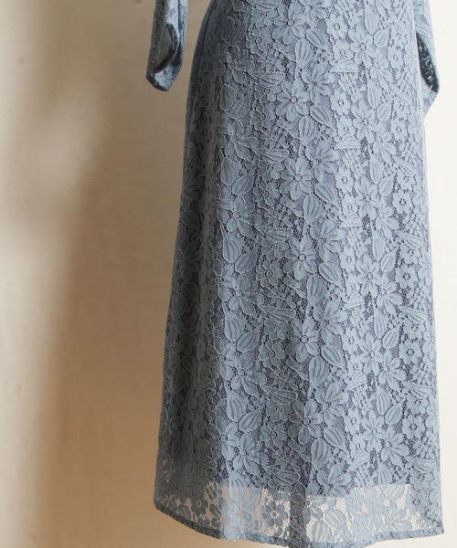 tocco closet(トッコ クローゼット)の「総レースパワショルワンピース(ワンピース・レディース・ブラウン/グレイッシュブルー・M)」の17枚目の写真