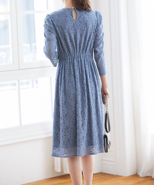tocco closet(トッコ クローゼット)の「総レースパワショルワンピース(ワンピース・レディース・ブラウン/グレイッシュブルー・M)」の20枚目の写真