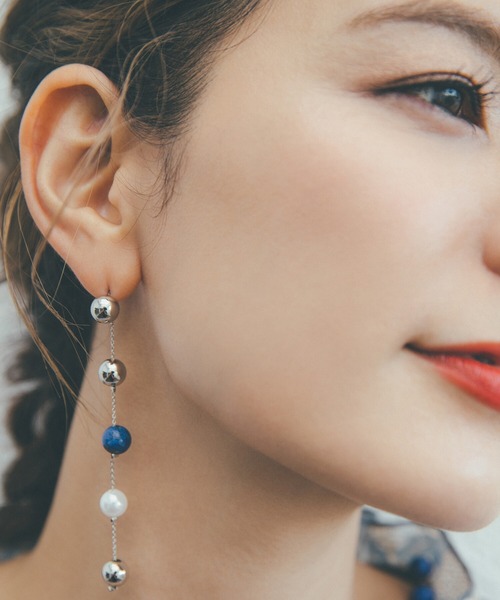 chaso chimi 二連しずく型パールコラージュピアス