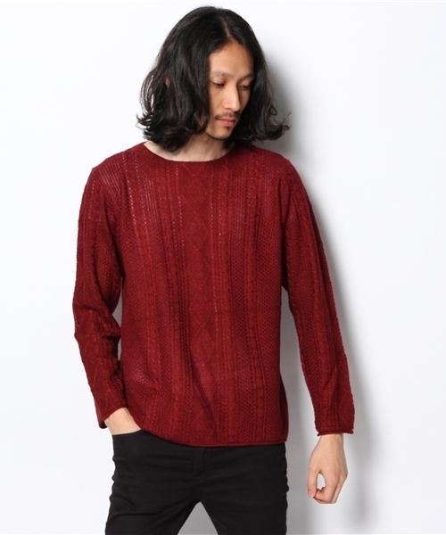 CIAOPANIC（チャオパニック）の「【Ciaopanic】アランボートネック（ニット/セーター・メンズ・ホワイト/ブルー/グリーン/ワインレッド・LARGE/MEDIUM）」の4枚目の写真