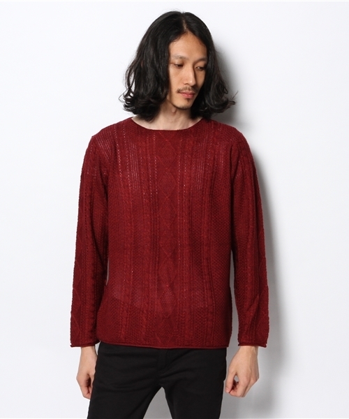 CIAOPANIC（チャオパニック）の「【Ciaopanic】アランボートネック（ニット/セーター・メンズ・ホワイト/ブルー/グリーン/ワインレッド・LARGE/MEDIUM）」の10枚目の写真