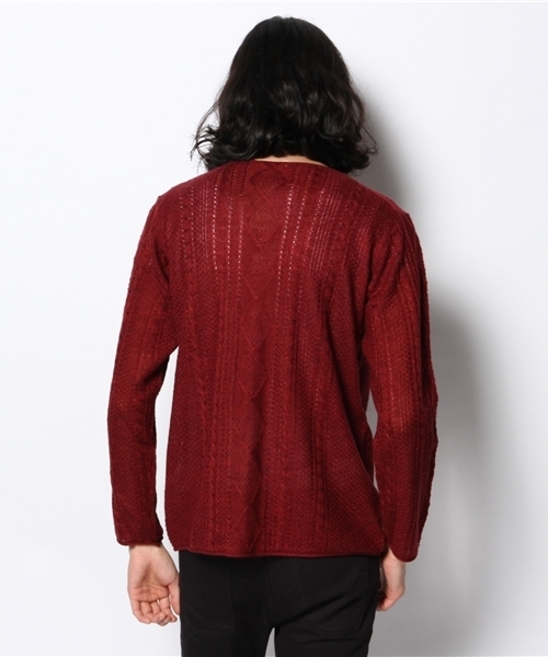 CIAOPANIC（チャオパニック）の「【Ciaopanic】アランボートネック（ニット/セーター・メンズ・ホワイト/ブルー/グリーン/ワインレッド・LARGE/MEDIUM）」の6枚目の写真