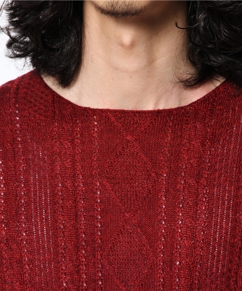 CIAOPANIC（チャオパニック）の「【Ciaopanic】アランボートネック（ニット/セーター・メンズ・ホワイト/ブルー/グリーン/ワインレッド・LARGE/MEDIUM）」の7枚目の写真