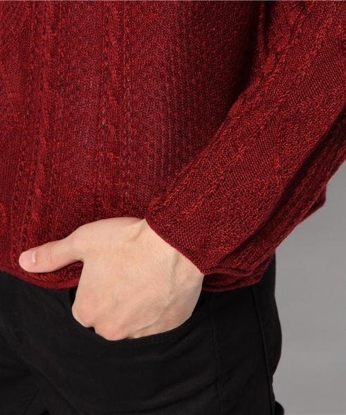 CIAOPANIC（チャオパニック）の「【Ciaopanic】アランボートネック（ニット/セーター・メンズ・ホワイト/ブルー/グリーン/ワインレッド・LARGE/MEDIUM）」の8枚目の写真