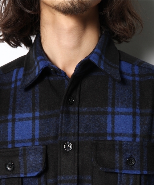 WEGO（ウィゴー）の「WEGO/チェックCPOジャケット（シャツ/ブラウス・メンズ・ダークグリーン/ブルー/レッド・MEDIUM/LARGE）」の7枚目の写真