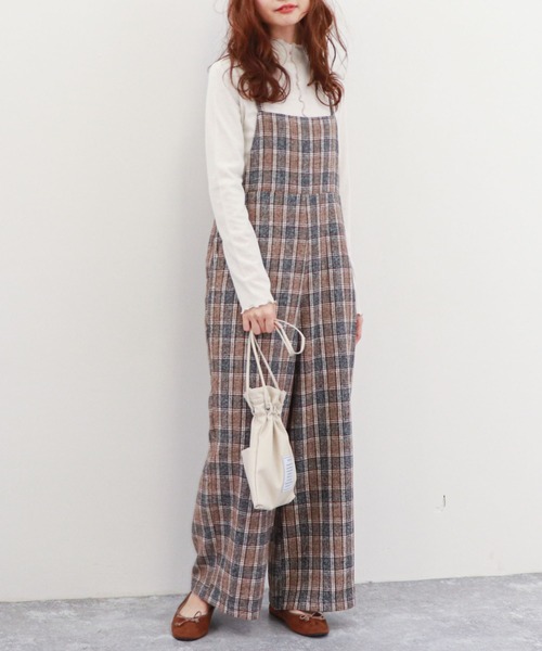 archives（アルシーヴ）の「チェックロンパース（サロペット/オーバーオール・レディース・ネイビー/グリーン/ブラウン・MEDIUM）」の2枚目の写真