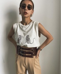 Ameri | MEDI WHITE TWIN CHEETAH TANK(Tシャツ/カットソー)