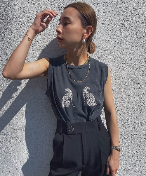 Ameri（アメリ）の「MEDI WHITE TWIN CHEETAH TANK（Tシャツ