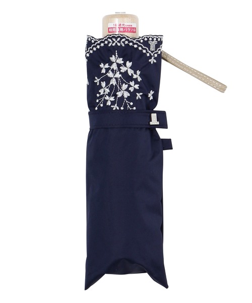 新品★ランバンコレクション★フラワー刺繍 晴雨兼用 折りたたみ日傘 雨傘★グレイ LANVIN collection（ランバン コレクション）の「晴雨兼用