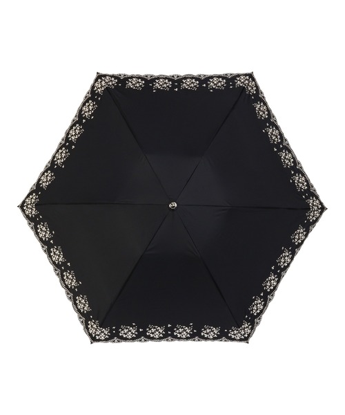新品★ランバンコレクション★フラワー刺繍 晴雨兼用 折りたたみ日傘 雨傘★グレイ LANVIN collection（ランバン コレクション）の「晴雨兼用