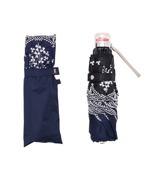 新品★ランバンコレクション★フラワー刺繍 晴雨兼用 折りたたみ日傘 雨傘★グレイ LANVIN collection（ランバン コレクション）の「晴雨兼用