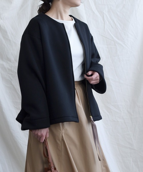 LHELBIE(レルビエ)の「【Made in Japan】【軽量素材】ダンボールニットテープブルゾン(ブルゾン)」|ブラック