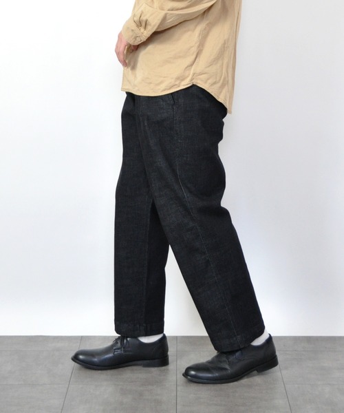 UP START（アップスタート）の「ストレッチデニム２タックフレンチトラウザーズ（デニムパンツ・メンズ・ブラック/インディゴブルー・MEDIUM/LARGE）」の6枚目の写真