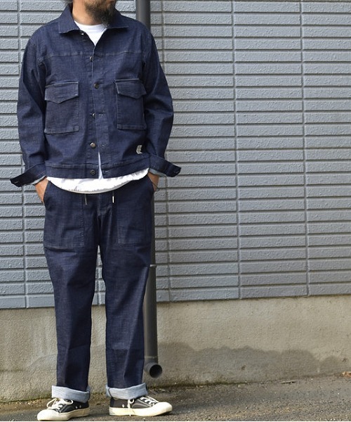 UP START（アップスタート）の「ストレッチデニム２タックフレンチトラウザーズ（デニムパンツ・メンズ・ブラック/インディゴブルー・MEDIUM/LARGE）」の21枚目の写真