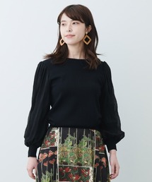 IEDIT プリーツが揺らめいて華やぐ マジョリカスリーブニット