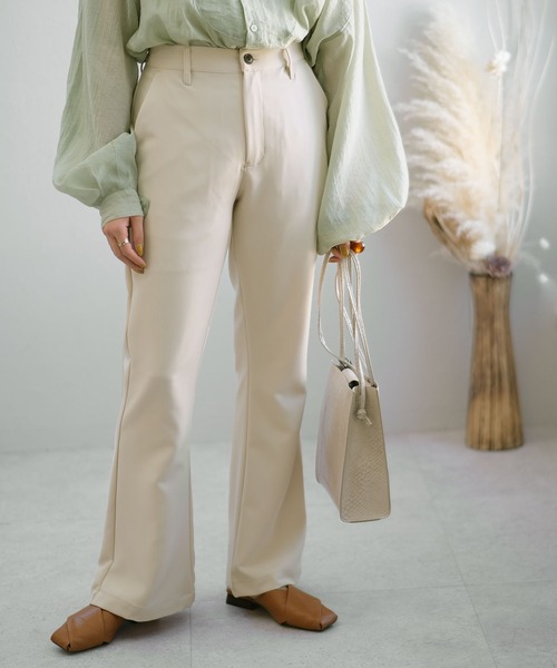 ＡＮＤＪ（アンドジェイ）の「ハイウエストセミフレアパンツ（その他パンツ・レディース・ブラック/グリーン/イエロー/ベージュ系その他・M）」の3枚目の写真