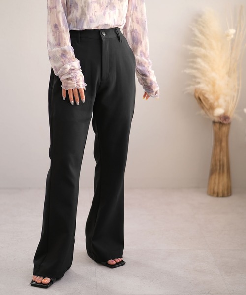 ＡＮＤＪ（アンドジェイ）の「ハイウエストセミフレアパンツ（その他パンツ・レディース・ブラック/グリーン/イエロー/ベージュ系その他・M）」の2枚目の写真