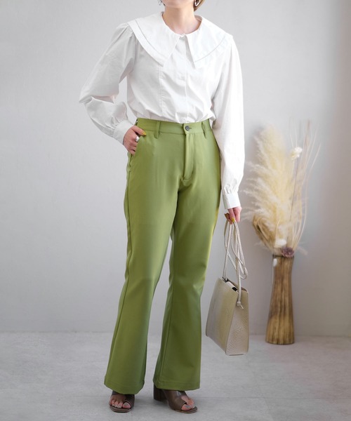 ＡＮＤＪ（アンドジェイ）の「ハイウエストセミフレアパンツ（その他パンツ・レディース・ブラック/グリーン/イエロー/ベージュ系その他・M）」の13枚目の写真