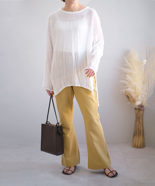 ＡＮＤＪ（アンドジェイ）の「ハイウエストセミフレアパンツ（その他パンツ・レディース・ブラック/グリーン/イエロー/ベージュ系その他・M）」の5枚目の写真