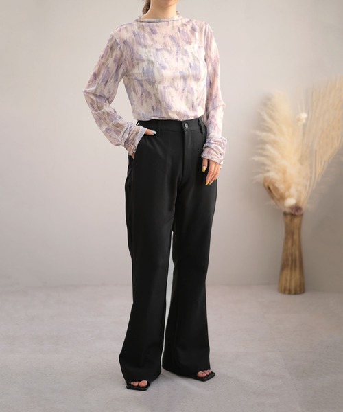 ＡＮＤＪ（アンドジェイ）の「ハイウエストセミフレアパンツ（その他パンツ・レディース・ブラック/グリーン/イエロー/ベージュ系その他・M）」の6枚目の写真