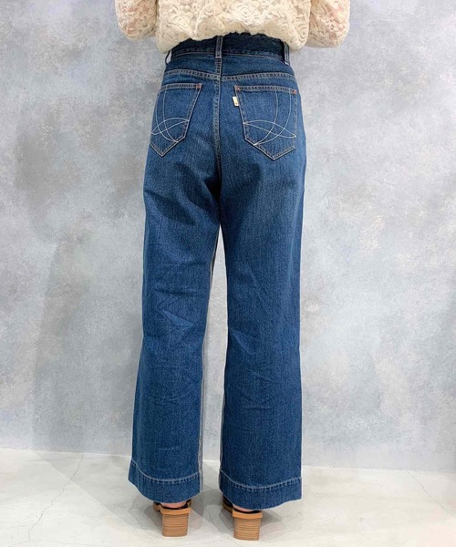 Q（キュー）の「Qgirlバイカラーワイドデニム（デニムパンツ・レディース・インディゴブルー・MEDIUM/LARGE/SMALL）」の6枚目の写真