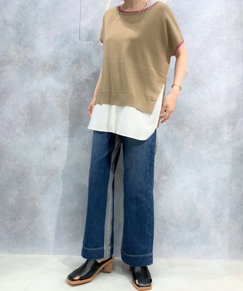 Q（キュー）の「Qgirlバイカラーワイドデニム（デニムパンツ・レディース・インディゴブルー・MEDIUM/LARGE/SMALL）」の5枚目の写真