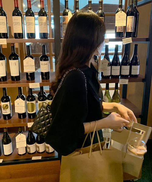 Girly Doll（ガーリードール）の「ウエストリボンフレアシャツワンピース（ワンピース・レディース・ブラック/ベージュ/ネイビー/グレー/ピンクベージュ・M/L）」の16枚目の写真