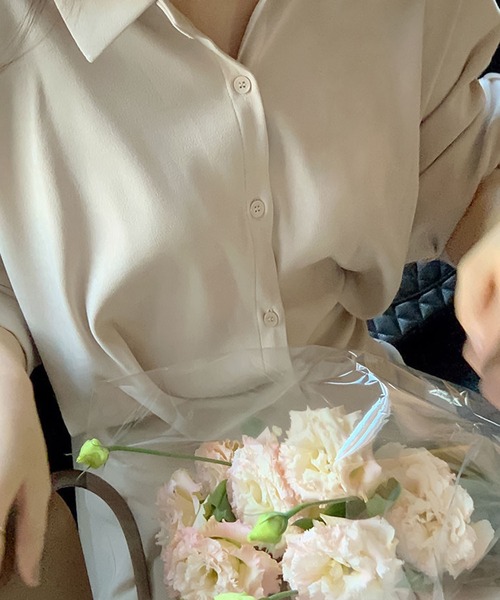 Girly Doll（ガーリードール）の「ウエストリボンフレアシャツワンピース（ワンピース・レディース・ブラック/ベージュ/ネイビー/グレー/ピンクベージュ・M/L）」の8枚目の写真