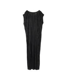 Re:EDIT | グロッシーサテンプリーツバックリボンノースリーブワンピース(ワンピース)