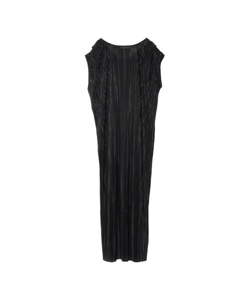 Re:EDIT（リエディ）の「グロッシーサテンプリーツバックリボンノースリーブワンピース（ワンピース・レディース・ピンク/ブラック/グレイッシュベージュ・SHORT/MEDIUM/LARGE）」の6枚目の写真