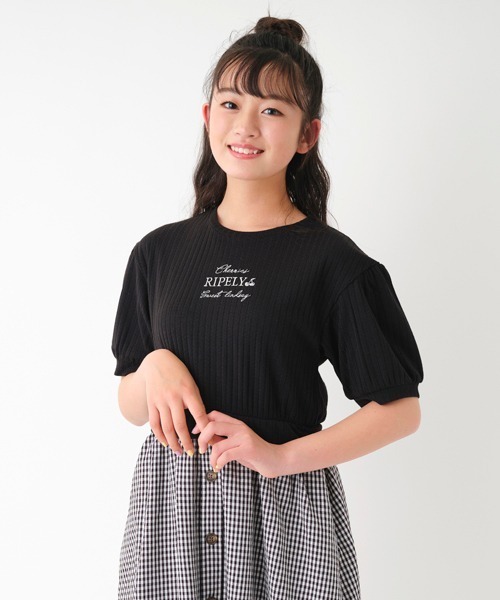 Lindsay（リンジィ）の「フェイクレイヤードドッキングワンピース（ワンピース・キッズ・ブラック/サックスブルー/ラベンダー・150cm/160cm/140cm）」の5枚目の写真