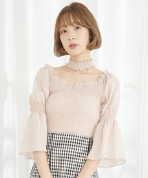 TITTY&CO.（ティティーアンドコー）の「ネックピース付シャーリングブラウス（シャツ/ブラウス）」