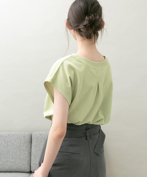 UR Lab.（アーバンリサーチラボ）の「UR Lab.　ICESUMMER フレンチスリーブタックTシャツ（Tシャツ/カットソー・レディース・ブラック/カーキ/ライトブルー/オフホワイト/ダークブラウン/オレンジ/ライトベージュ/イエロー・FREE）」の9枚目の写真