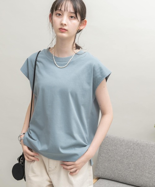 UR Lab.（アーバンリサーチラボ）の「UR Lab.　ICESUMMER フレンチスリーブタックTシャツ（Tシャツ/カットソー・レディース・ブラック/カーキ/ライトブルー/オフホワイト/ダークブラウン/オレンジ/ライトベージュ/イエロー・FREE）」の13枚目の写真